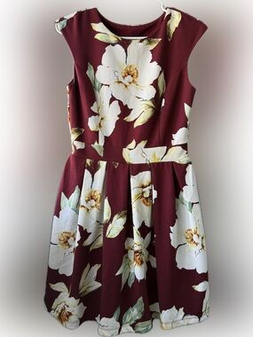 Emerald Sundae Wine-Red Dress with Metallic Trim